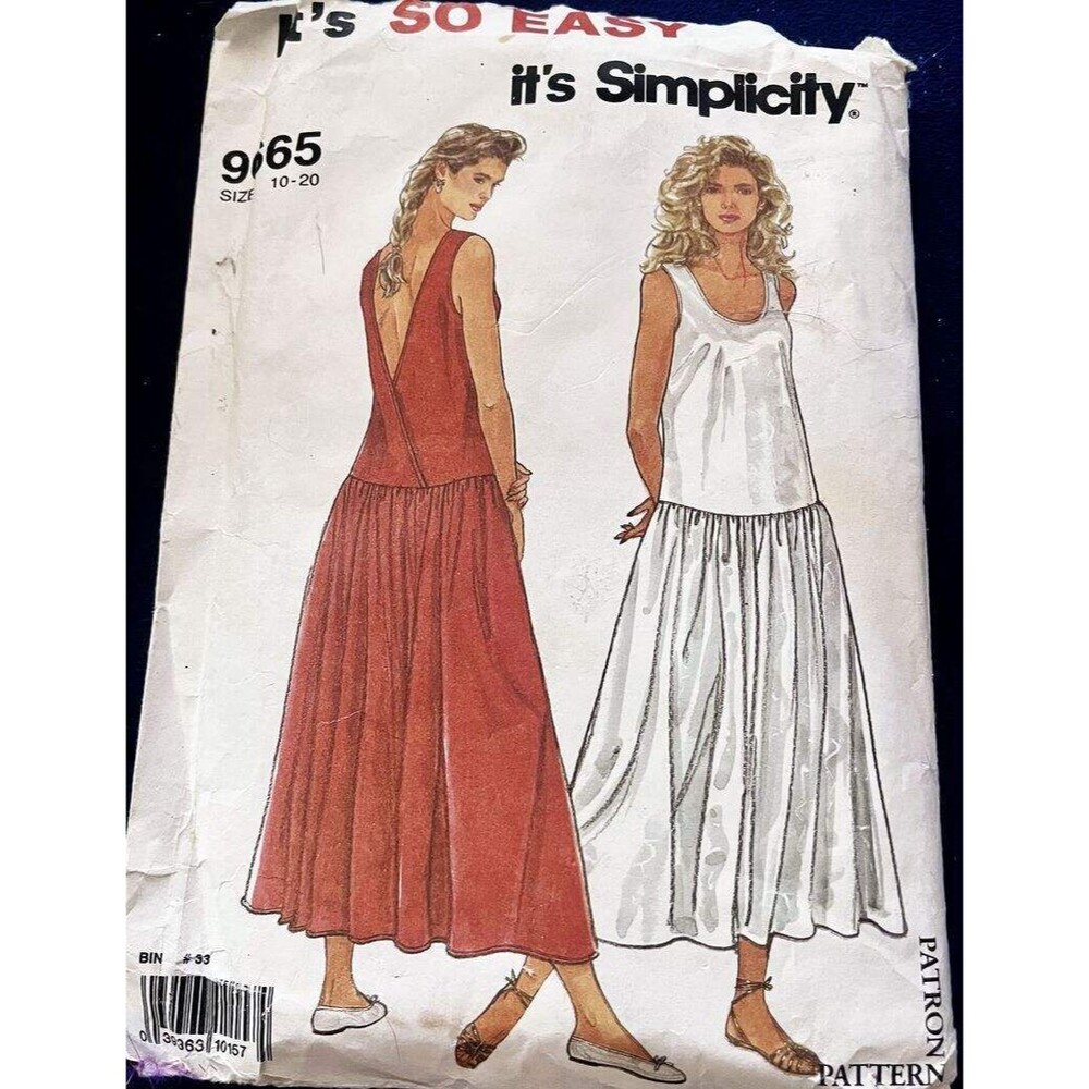 Simplicity It's So Easy 9665 Drop Waist Pullover Long Dress Sz 10 to 20
